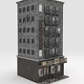 Classic Oriental Multi Story Building With Multiple Windows Balconies And Ground Floor Storefronts