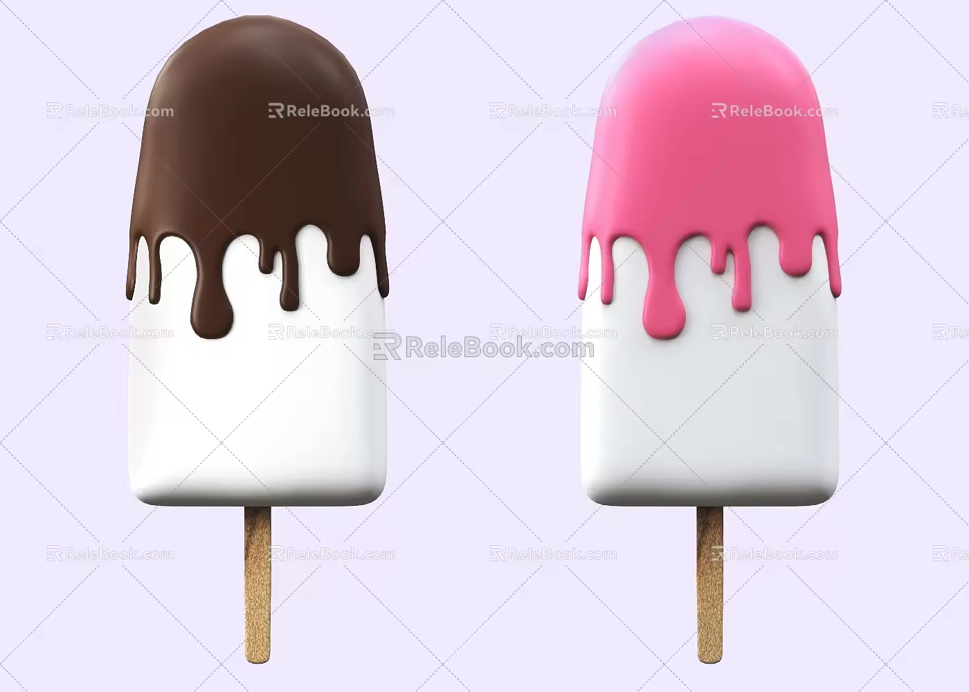 Ice Cream Ice Cream Ice Cream Strawberry Ice Cream Ice Bar Ice Cream Ice Bar Chocolate Ice Cream Ice Cream Ice Cream Ice Cream Milk 3d model