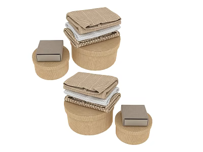 Multiple Woven Storage Boxes Holding Folded Towels for Home Organizing Essentials 3d model