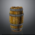 Rustic Wooden Barrel With Metal Hoops And Natural Wood Grain Texture