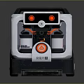 Gray And Black Portable Industrial Equipment With Wheels Cylinders And Yellow Accent Control Panel