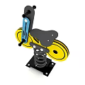 Kids Playground Spring Ride With Yellow Wheels Black Structure And Blue Support Bar
