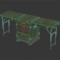 Practical Green Workbench With Sturdy Metal Frame Drawer Cabinet And Folding Legs