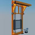 Industrial Lifting Equipment With Yellow Metal Frame Chain System And Electric Motor Platform Panel