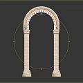 Classic Architectural Arch Structure With Brick Columns And Checkerboard Top Design 3d model