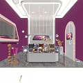 Stylish Modern KTV Lounge with Purple Lighting Sofa TV Screens and Coffee Table
