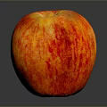 Fresh Juicy Red and Yellow Striped Apple on Smooth Gray Background Surface