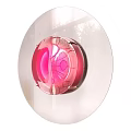 Round Modern Wall Light with Yellow Illumination and Glass Shade Mounted on Wall