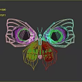 Artistic Butterfly Design With Green Purple Circles And Golden Wing Frame