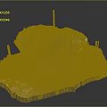 3D Rock Scene Setup With Moss Covered Surface And Support Pillars On Base