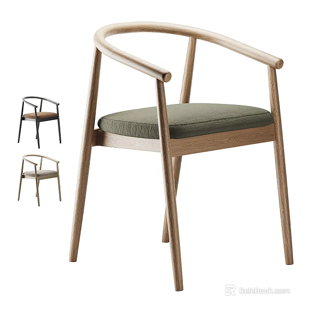 Modern Leisure Chair With Wooden Frame Armrest And Upholstered Seat In Multiple Colors 3d model 