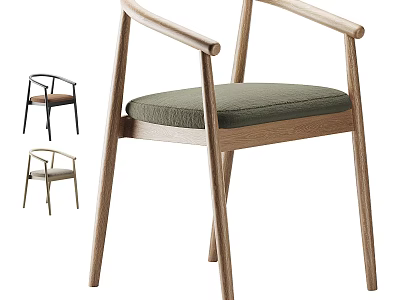 Modern Leisure Chair With Wooden Frame Armrest And Upholstered Seat In Multiple Colors 3d model