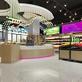 Bright Modern Supermarket Department Store With Fresh Fruits Vegetables And Checkout Counter