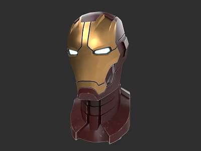 Iron Man Helmet 3D Model Marvel Movie Character with Red Gold Design and Glowing Eyes 3d model