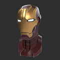 Iron Man Helmet 3D Model Marvel Movie Character with Red Gold Design and Glowing Eyes