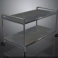 Rustic Industrial Metal Cart With Two Tier Shelves And Rolling Wheels