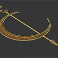 Curved Metallic Bow Structure With Arrow Through Shiny Surface Design