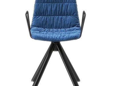 Blue Padded Accent Chair With Modern Design And Black Metal Legs 3d model