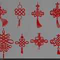 Traditional Red Chinese Knot Wall Decor With Tassels And Fortune Characters For Home Decoration