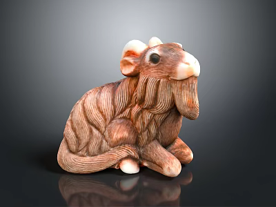 Handcrafted Camel Sculpture With Textured Brown And White Surface And Reclining Posture 3d model
