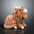 Handcrafted Camel Sculpture With Textured Brown And White Surface And Reclining Posture 3d model