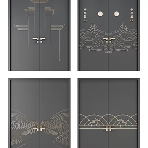 New Chinese Double Door Double Door Combination 3d model