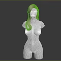Woman with Long Blonde Hair 3D Model Upper Body on Black Background 3d model