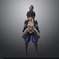 Child Wearing Silver Blue Striped Armor With Feathered Helmet And Boots