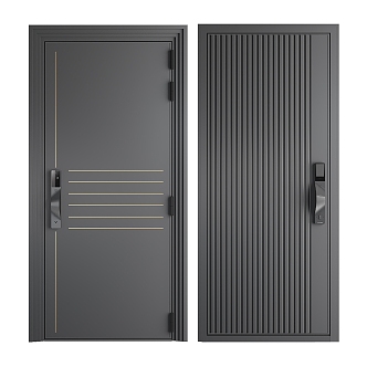 Modern single door entry door 3d model