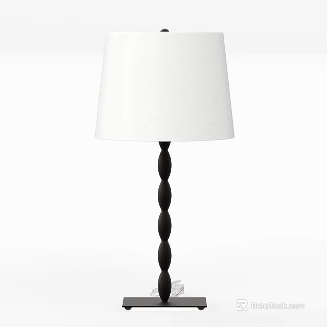 Modern Table Lamp With White Lampshade And Black Spiral Base Design 3d model