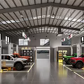 Modern Car Dealership Showroom With Parked Various Colored Cars And Spacious Interior Design