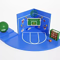 Basketball Themed Photo Spot With Blue Court Model Green JUMP Ball And Scoreboard