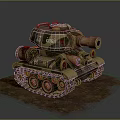 Armored Military Tank With Camouflage Paint Turret Cannon Tracks And Number Marking