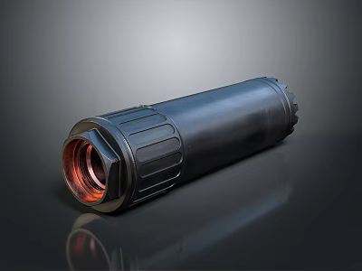 Black Cylindrical Industrial Pipe Connector With Copper Threaded End And Grooved Surface 3d model