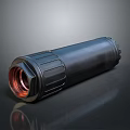Black Cylindrical Industrial Pipe Connector With Copper Threaded End And Grooved Surface 3d model