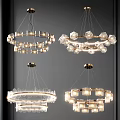 Modern Circular Chandelier Designs With Crystal Glass Elements And Metal Frames