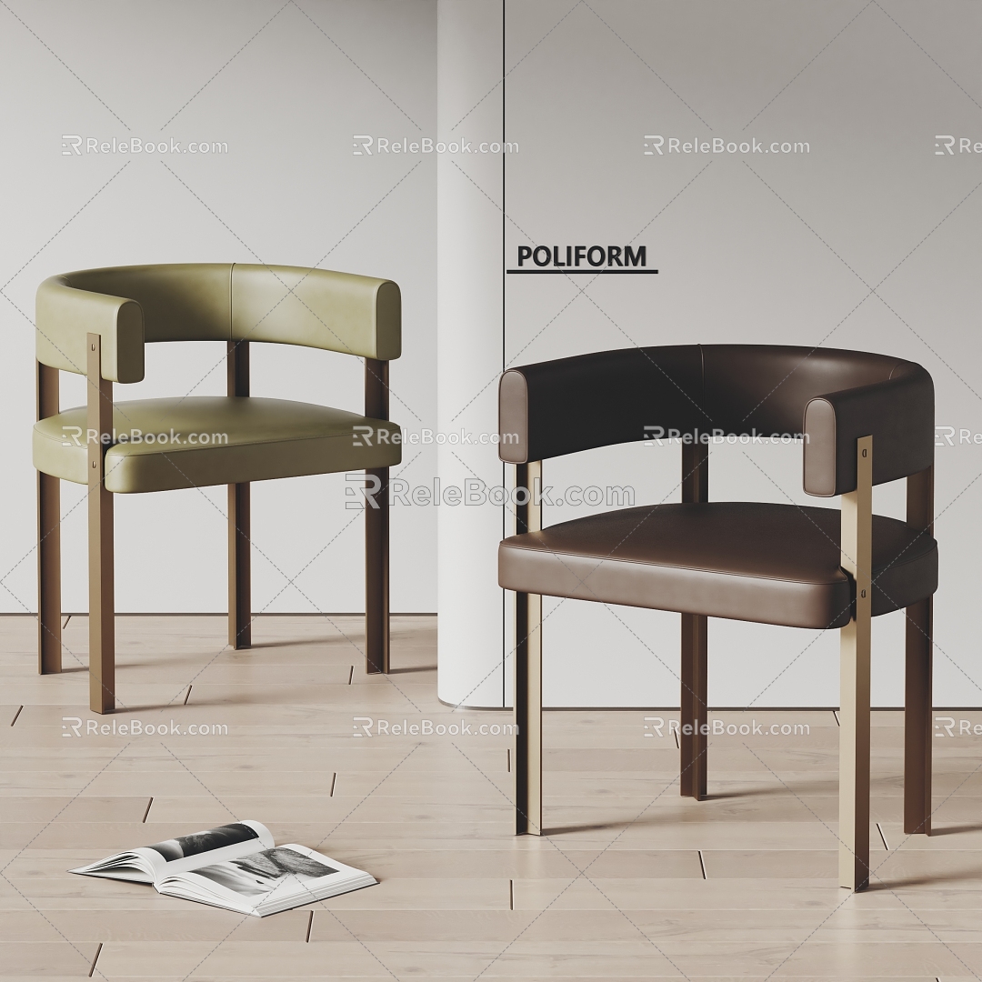 poliform modern dining chair leather dining chair 3d model