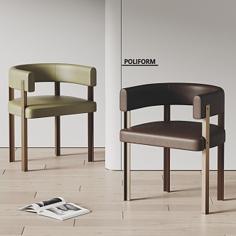 poliform modern dining chair leather dining chair 3d model