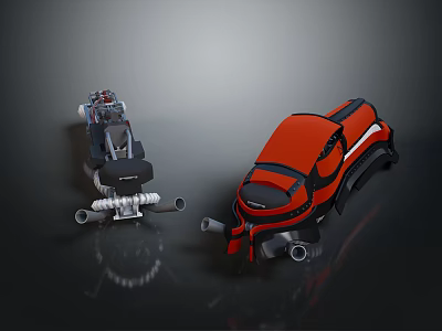 Red Black Mechanical Tools With Gray Components And Industrial Design 3d model