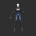 Futuristic Sci Fi Woman in Cybernetic Form Fitting Suit with Blue Accents