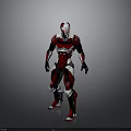 Red and White Armored Humanoid Character in Mechanical Sci Fi Suit