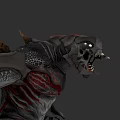 Fierce Fantasy Monster Creature With Sharp Teeth Glowing Eyes Spiked Back And Red Scaly Skin