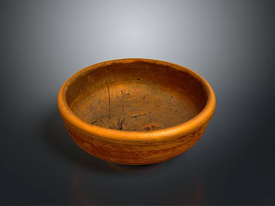 Handcrafted Brown Ceramic Bowl with Textured Surface for Daily Living Use 3d model