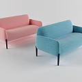 Modern Two Seater Sofas Pink And Blue Upholstered With Black Legs Design 3d model