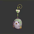 Cute Kids Penguin Toy With Green White Clover Patterns And Hanging Yellow Ball Heart