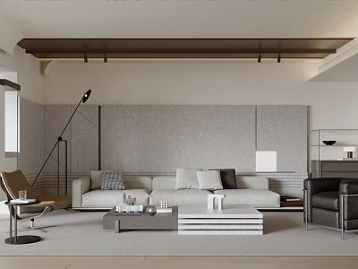 Modern Living Room Interior With Sofa Coffee Table And Floor Lamp 3d model