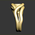 Elegant Gold Ring With Twisted Design And Central White Gemstone Band