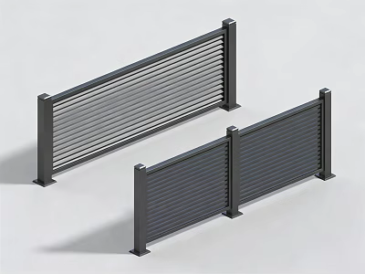 Modern Metal Fence With Vertical Slats For Outdoor Security And Decoration 3d model