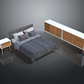 People Enjoying Modern Bedroom Space With Bed Nightstand And TV Cabinet