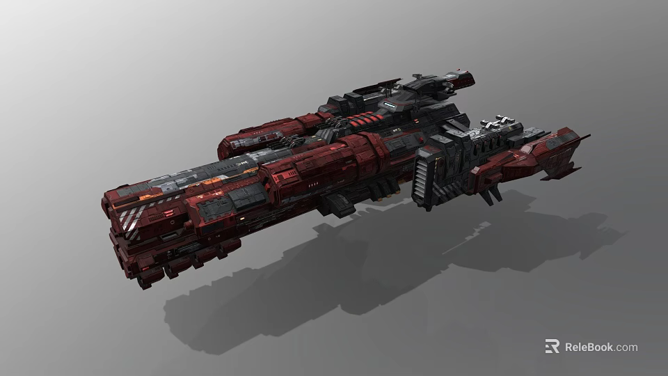 Red and Black Interstellar Spaceship With Futuristic Design For Cosmic Exploration 3d model 